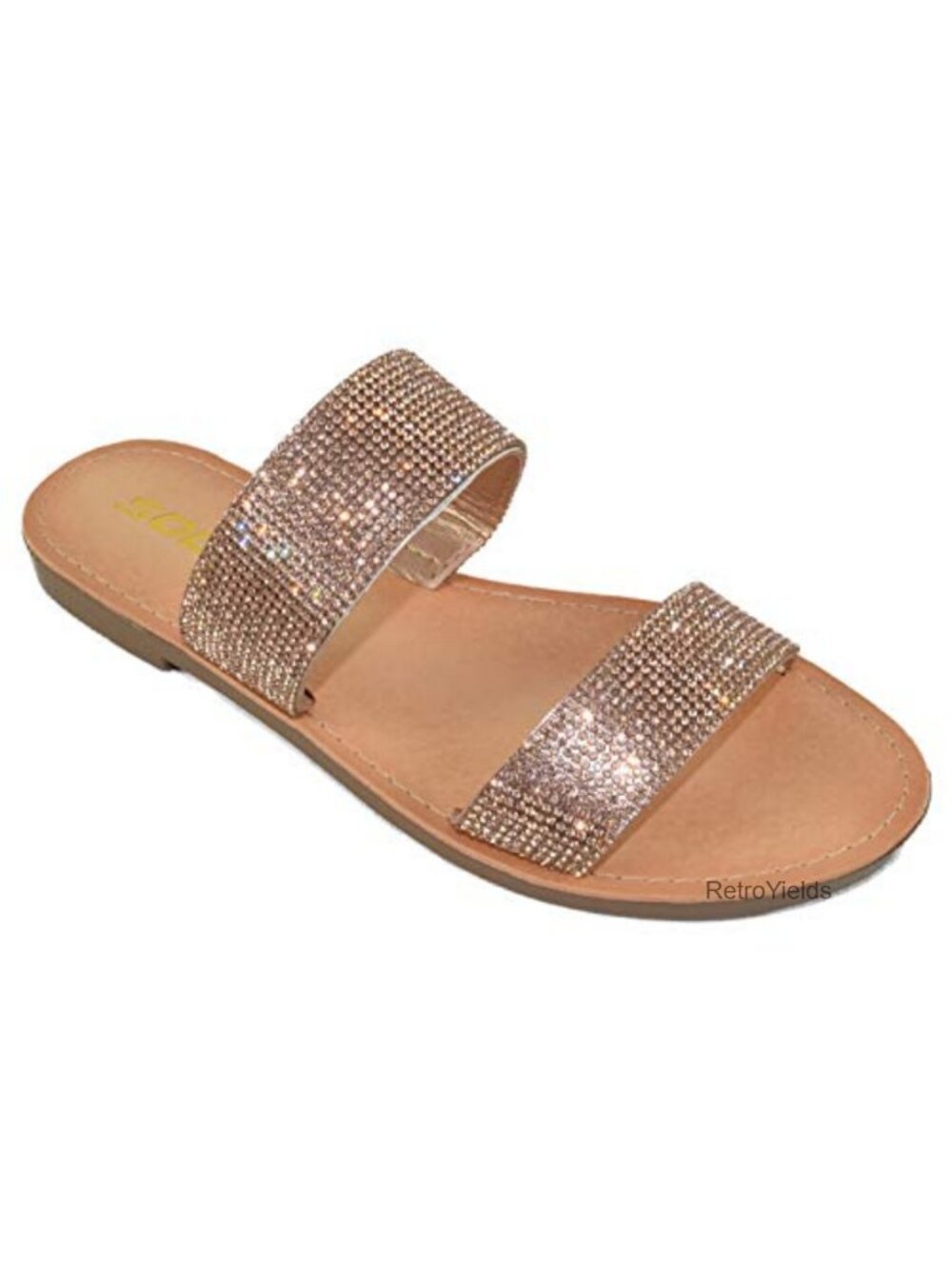 Soda Women's Bling Rhinestone Slide Sandals Slip On Double Strap Casual